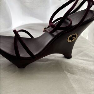 Elegant ,  Wedge Sandals, mahogany color